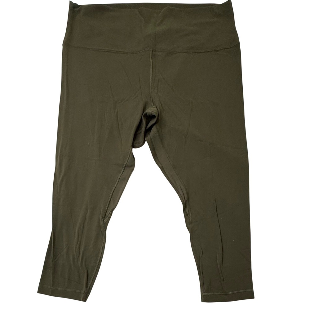 Lululemon Align High-Rise Crop 23 Olive Green Yoga Leggings Womens 18 Nulu T4